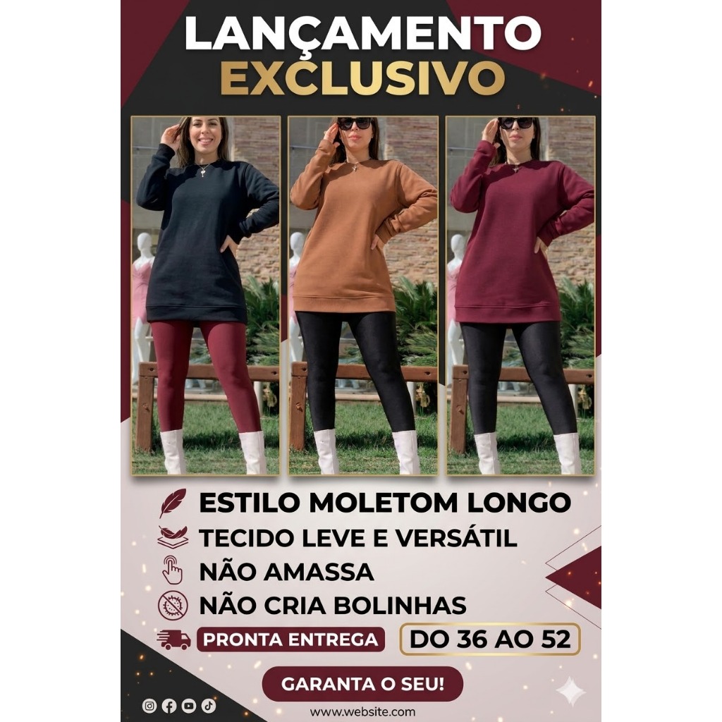Vestido Tipo Blusão Estilo Moletom Longo Veste Legue Sobretudo Versátil  Moda Evangélica Plus Size Manga Longa