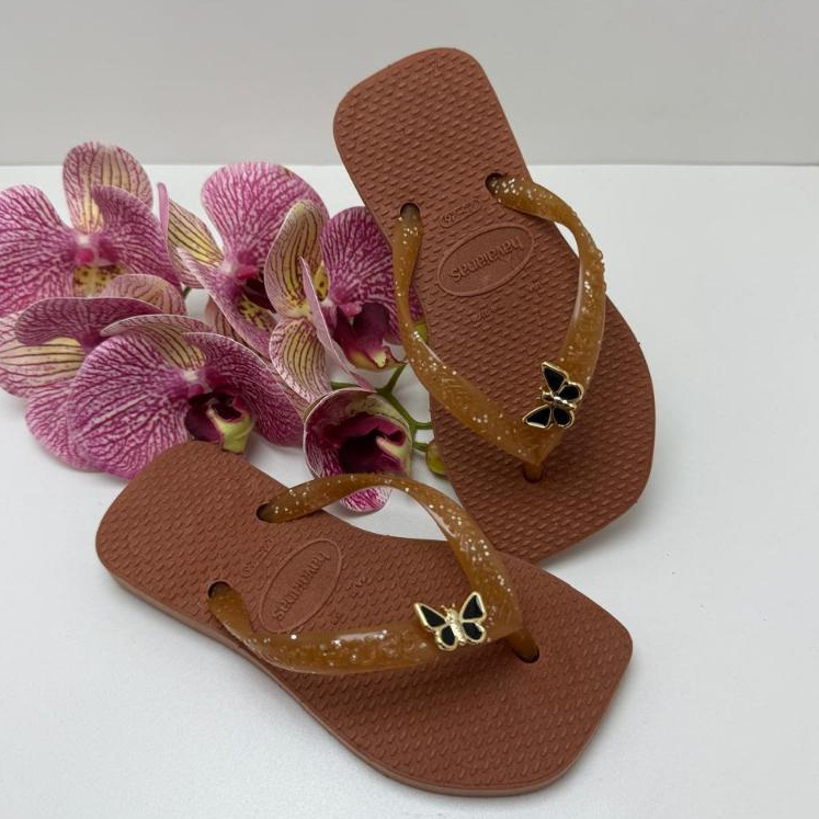sandália infantil chinelo feminino borboleta cores novas alça com detalhe