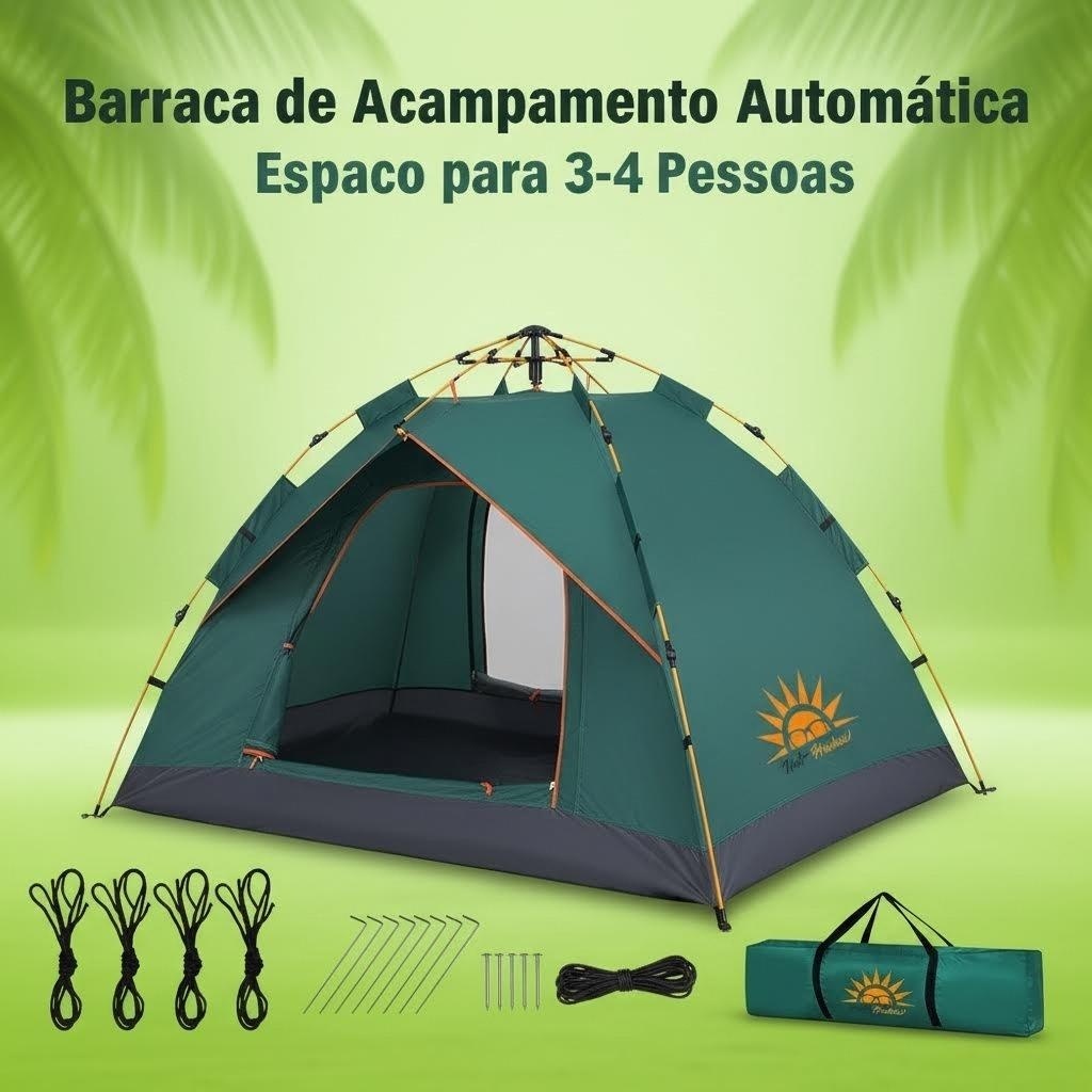 Barraca Camping para 3 4 Pessoas À Prova D'água Dois Andares com 2 Portas, Tenda portátil para camping ao ar livre