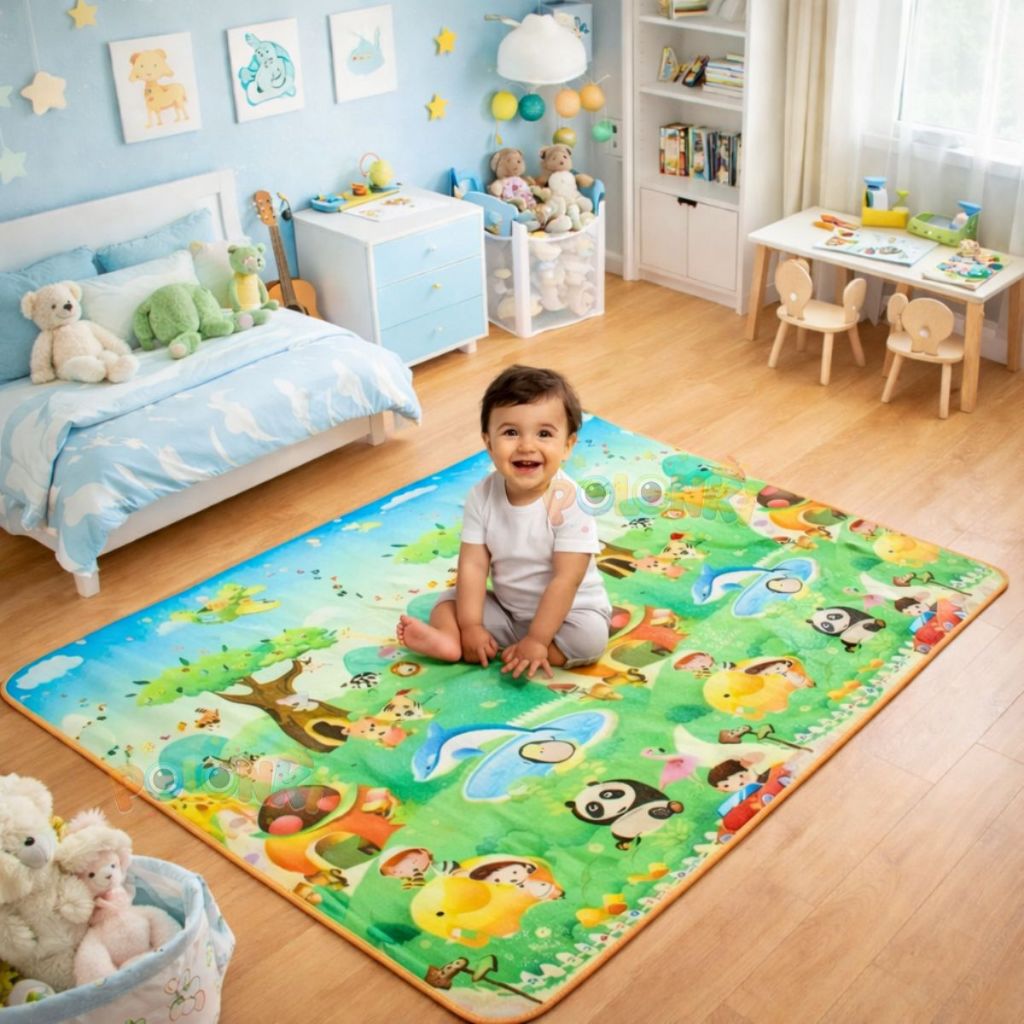 Tapete Infantil Bebê de Atividades Térmico Educativo Tatame Emborrachado Grande Dobrável 120x180cm