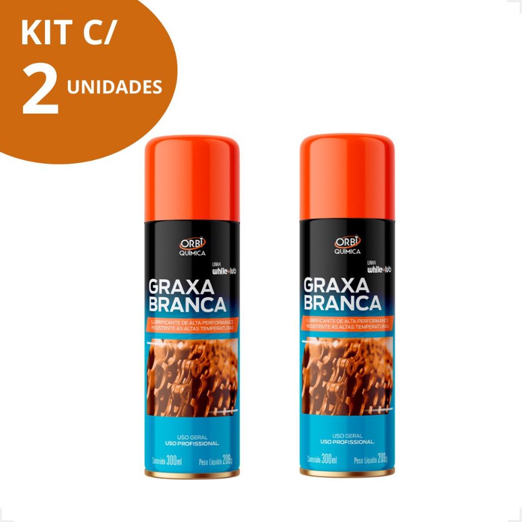 Kit 2x Graxa Branca Spray Orbi Química Alta Performance Original Lubrificante Portão Náutica 300ml