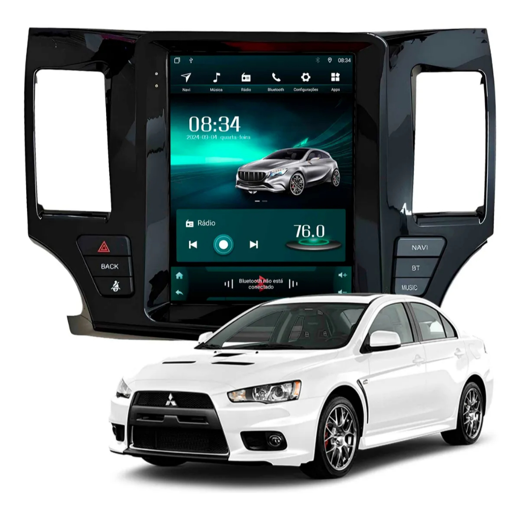 Multimídia Tesla Mitsubishi Lancer Android Carplay