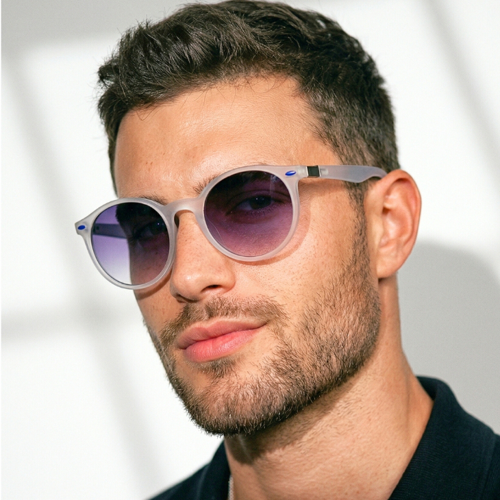 Óculos de Sol Bali Branco Degradê Redondo Premium Steampunk Oldstyle uv400 Masculino Feminino