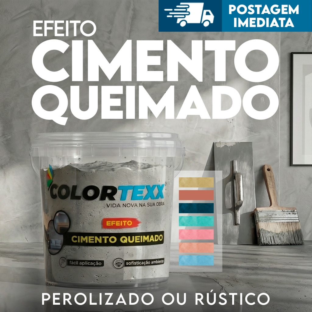 Cimento Queimado 3kg para Paredes Interno e Externo Hidro-repelente Colortexx Perolizado textura