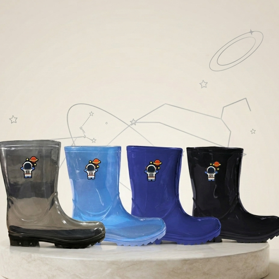 Galocha Infantil Menino Astronauta Bota de Chuva Impermeável Confortável Antiderrapante