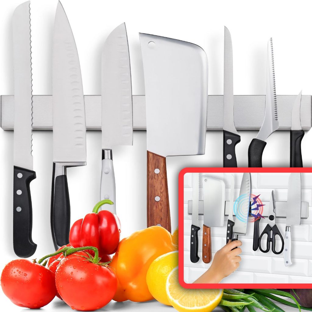 kit Barra Magnética imã de aço Suporte Magnético para Facas Suporte de Facas Aço Inoxidável Cozinha ferramenta 40cm