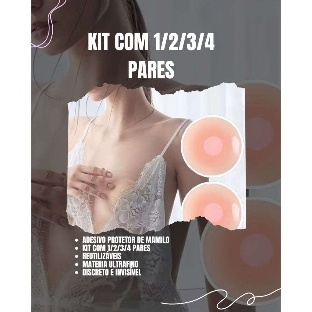 Adesivo protetor de mamilo oculto peito aréola em silicone reutilizável invisível  kits 1/2/3/4