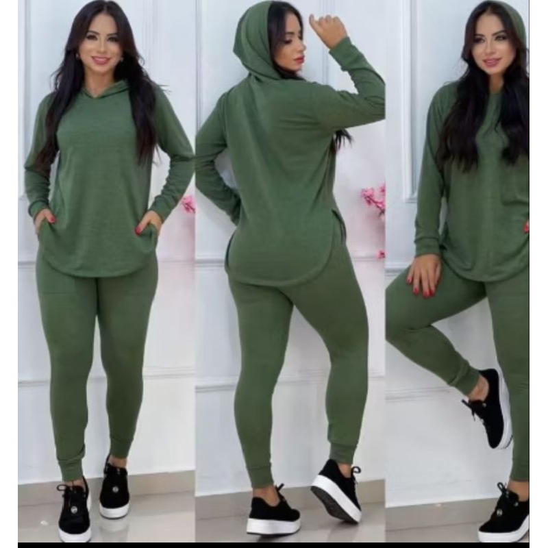 Conjunto feminino lanzinha blusa é calça TENDÊNCIA