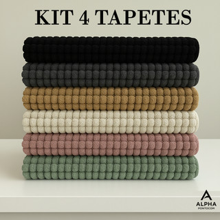 Tapete Bolinha KIT 4 Unidades Microfibra Banheiro Popcorn 38x58 Antiderrapante Macio Alta…