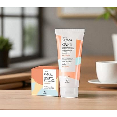 Kit Natura Tododia Macadâmia Hidratante 200ml e Sabonete Em Barra 2 unidades