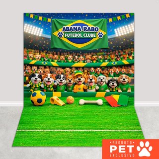 Fundo Fotográfico Copa Futebol Brasil Hexa Pet Painel para Fotos Sublimado Em Tecido