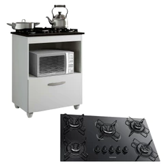 Kit Balcão Cooktop Itatiaia 1 Porta com Fogão 5 Bocas Itacook Premium