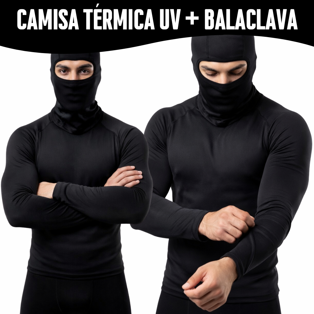 Kit Touca Ninja Balaclava  UV 50+ Camisa Térmica