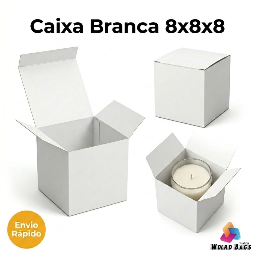 Caixa Para Mini Caneca Ou Vela 8x8x8cm Branca 50 Unidades em Oferta na Shopee