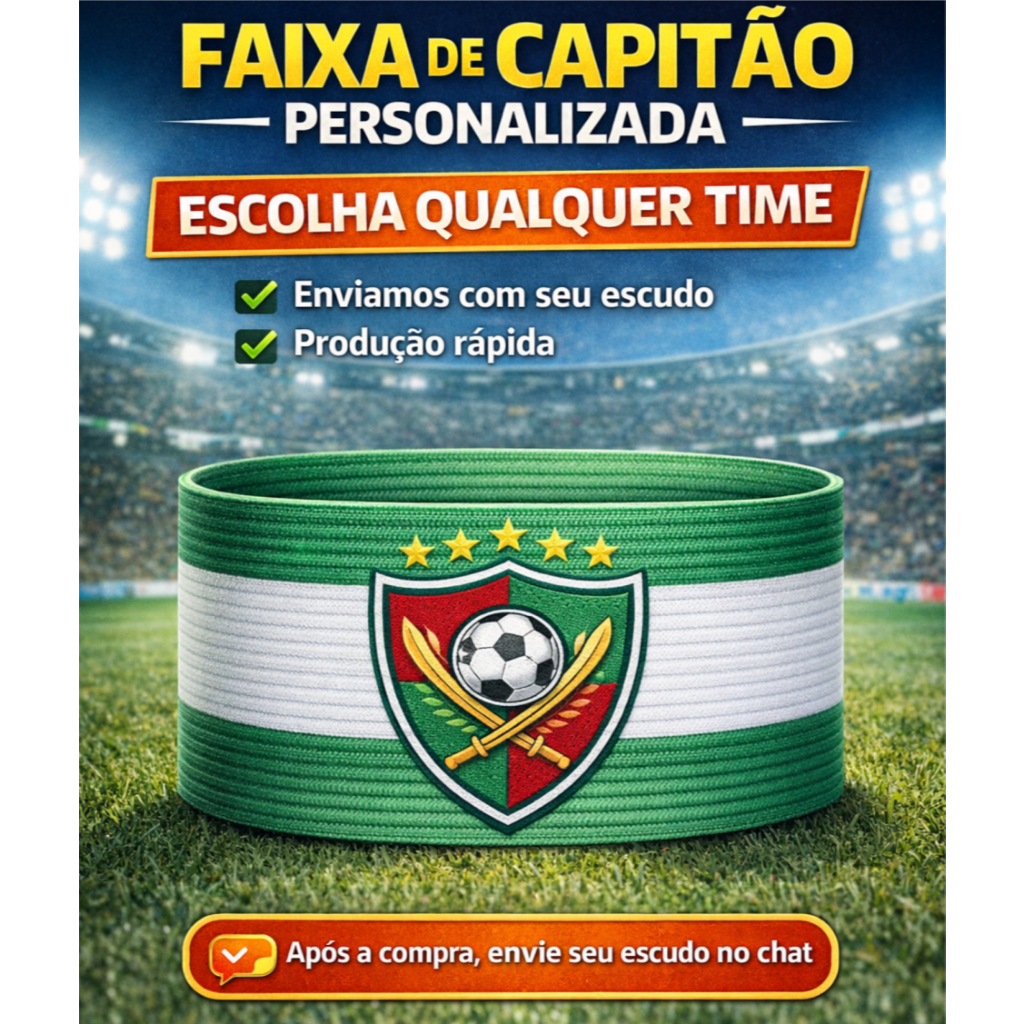 Braçadeira Faixa de Capitão para Time: modelo elástico, personalizada, fácil de colocar, com velcro