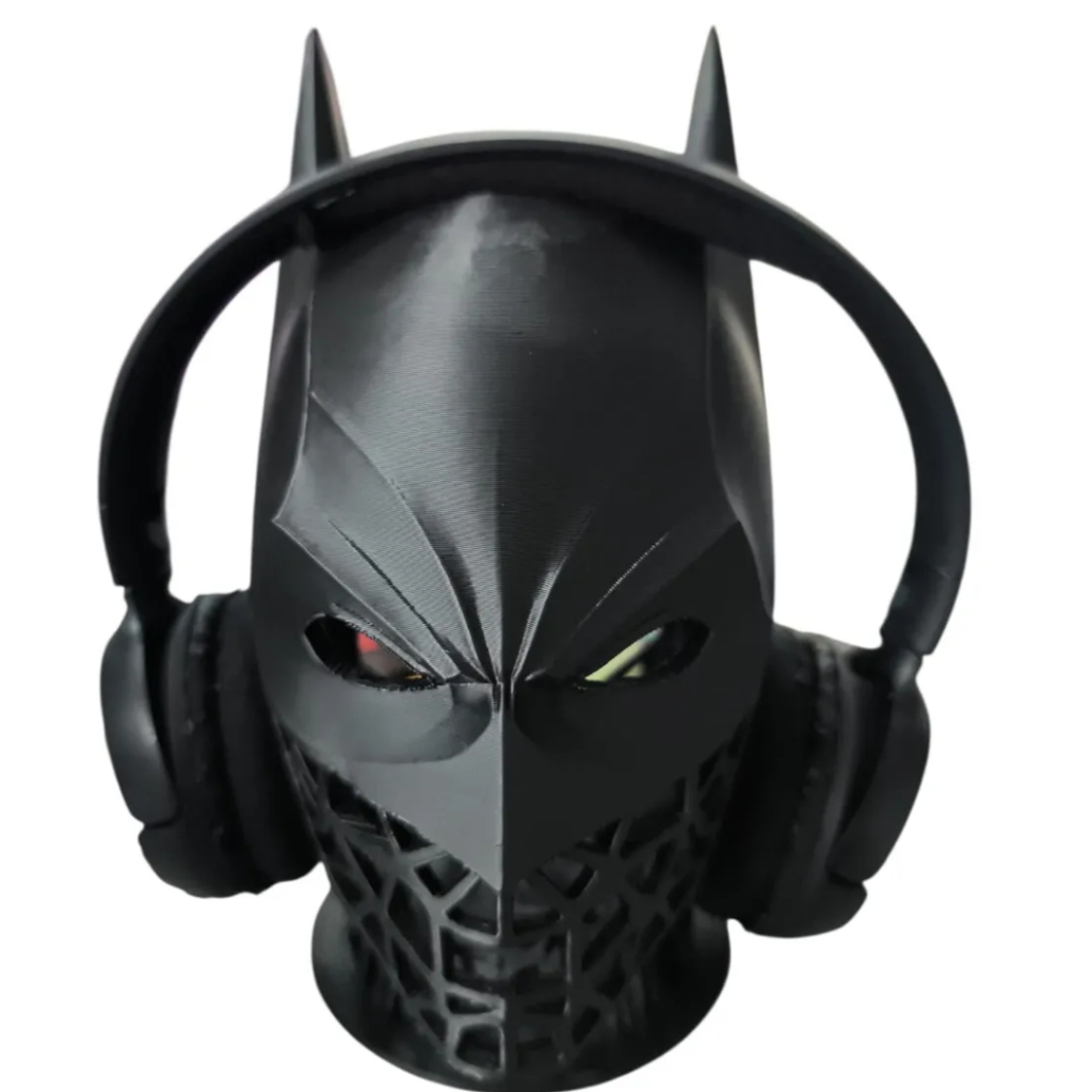 Suporte para Headset Gamer Batman Preto em Impressão 3D Base para Fone de Ouvido Decorativo