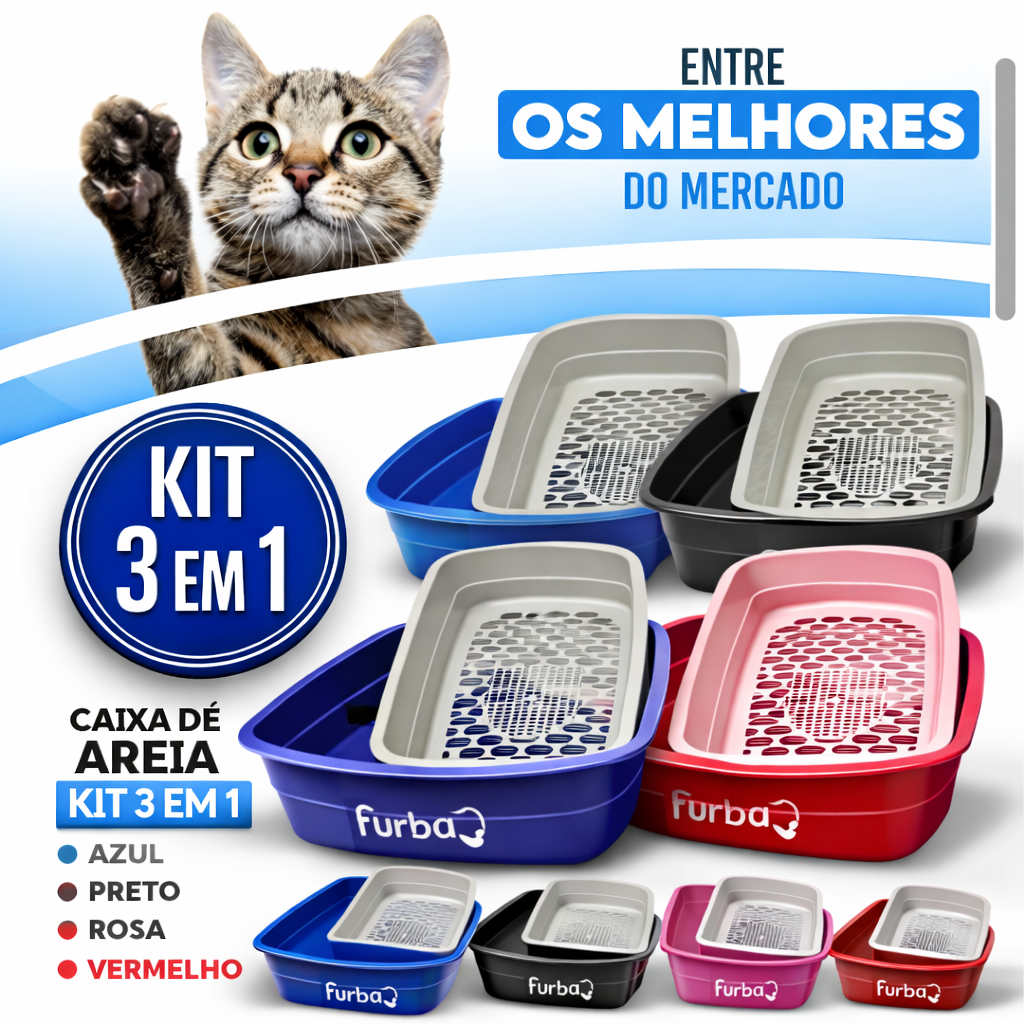 Caixa De Areia Furba Para Gatos Mec Pet em Oferta na Shopee