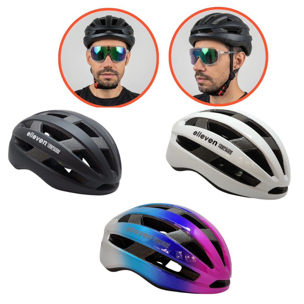 Capacete Bike Speed Mtb Inmold 53-57 Rosa Azul Cinza Elleven Cor Cinza Azul Rosa/Preto/cinza/Branco