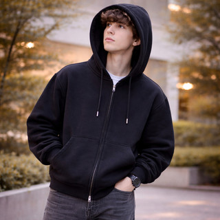 Jaqueta Moletom Masculina com Zíper Preto Flanelado Quentinho Inverno
