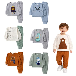 Kit 6 peças de inverno MENINO soft 3 conjuntos Infantil Inverno Tamanho P/M/G Bebê e 1 a 3 anos