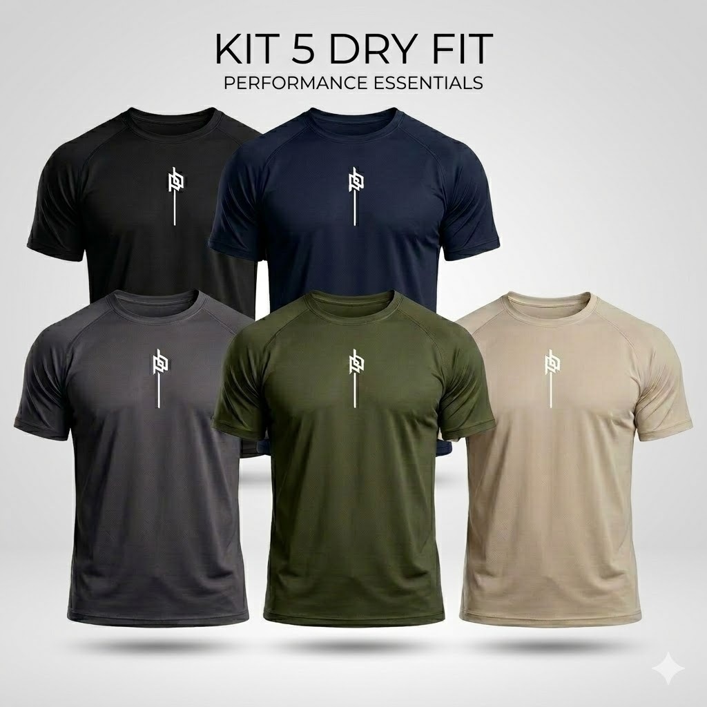 Kit 5 Camisetas Dry Fit Masculina Academia Fitness Respirável Secagem Rápida Conforto Premium em Oferta na Shopee