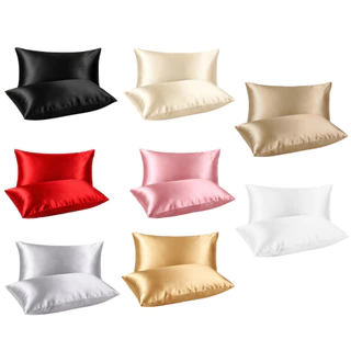Kit 2 Fronha Cetim Travesseiro Cama Toque de Seda Macio Anti frizz Cabelo 50x70cm com Aba