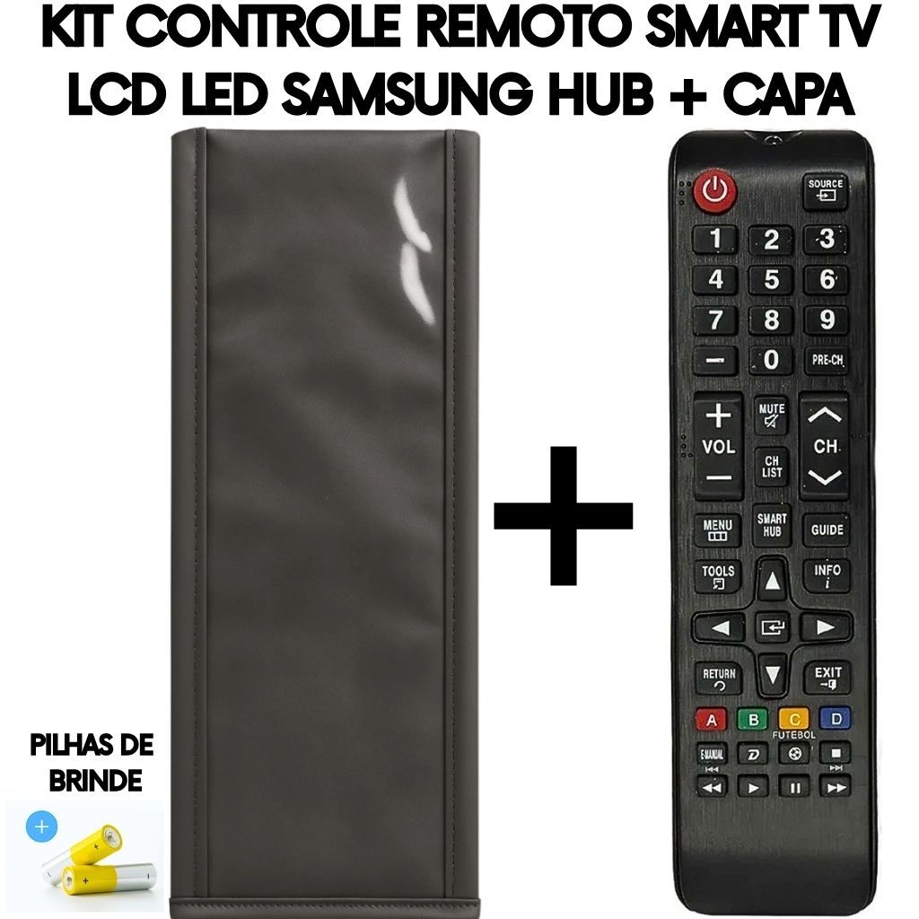 Controle Remoto Compatível Samsung Smart HUB TV LED LCD + Capa Protetora Pronto Uso