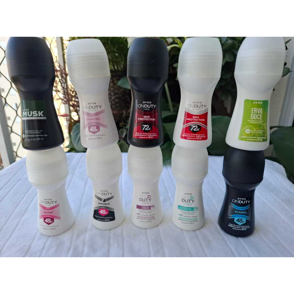 kit com 05 Desodorantes roll-on sortidos Avon Original Feminino e Masculino 48ml cd