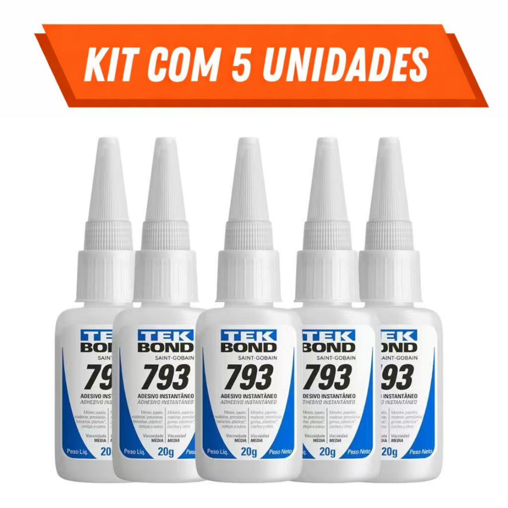 Kit 1/3/5 Cola Instantânea Tekbond 793 20g Transparente Reparos Padrão Secagem Rápida Unhas Postiças