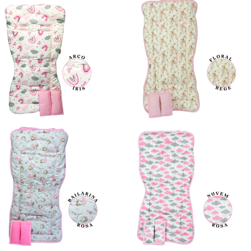 Capa carrinho de bebê acolchoada tamanho universal dupla face galzerano cosco burigotto Chicco