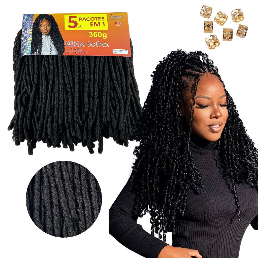 Cabelo Crochet Braid Nina Softex Cacheado 5x1 Pacotão Fibra Japonesa kanekalon 360g African