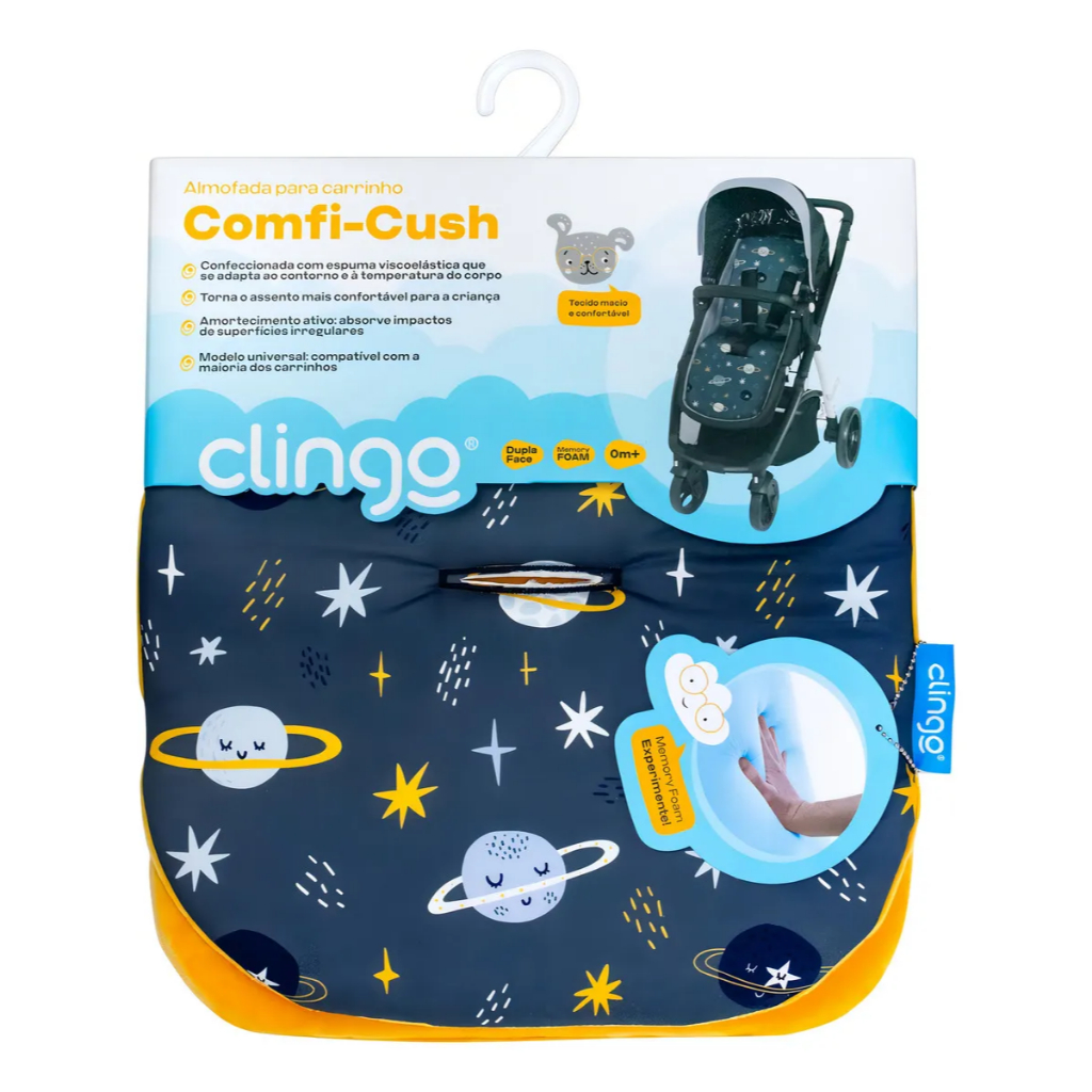Colchonete Almofada Infantil Carrinho Bebê Dupla Face Clingo Cor Espaço azul Colchonete Almofada Infantil Carrinho Bebê