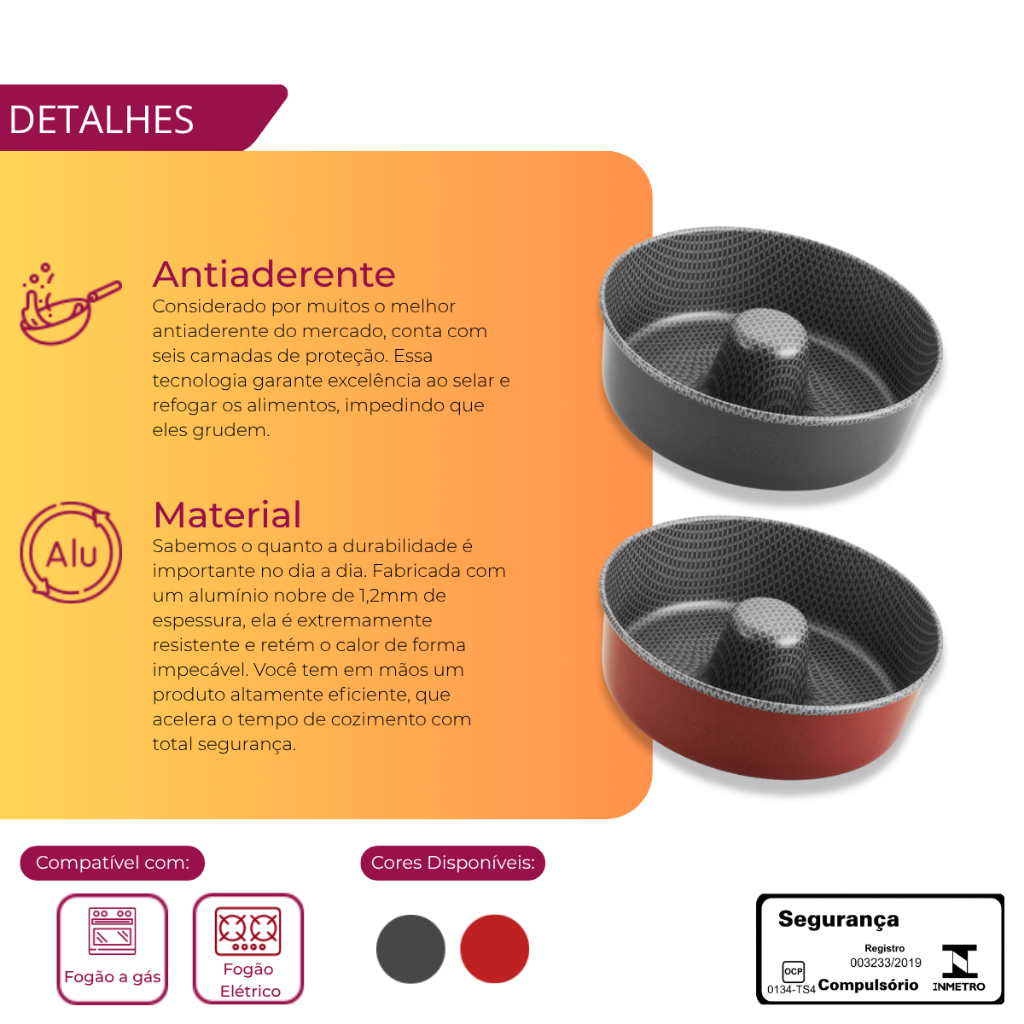 Forma De Bolo e Pudim Redonda Antiaderente Alegrete 22 Cm ou 18 Cm Alegrete · foto 2
