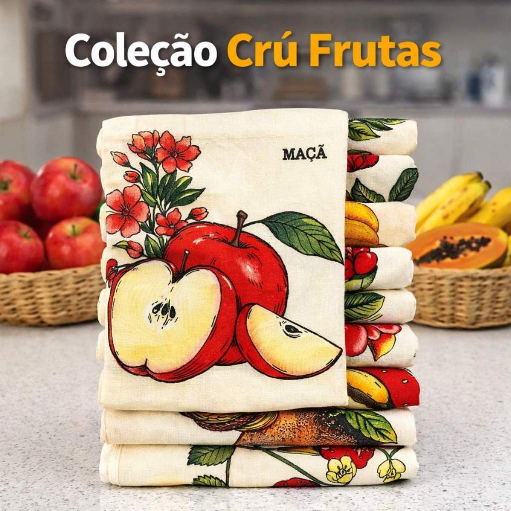 Kit 10 Panos De Prato Crú Extra Rústico Coleção Frutas Decoração Artesanato Sofisticado 100% Algodão em Oferta na Shopee