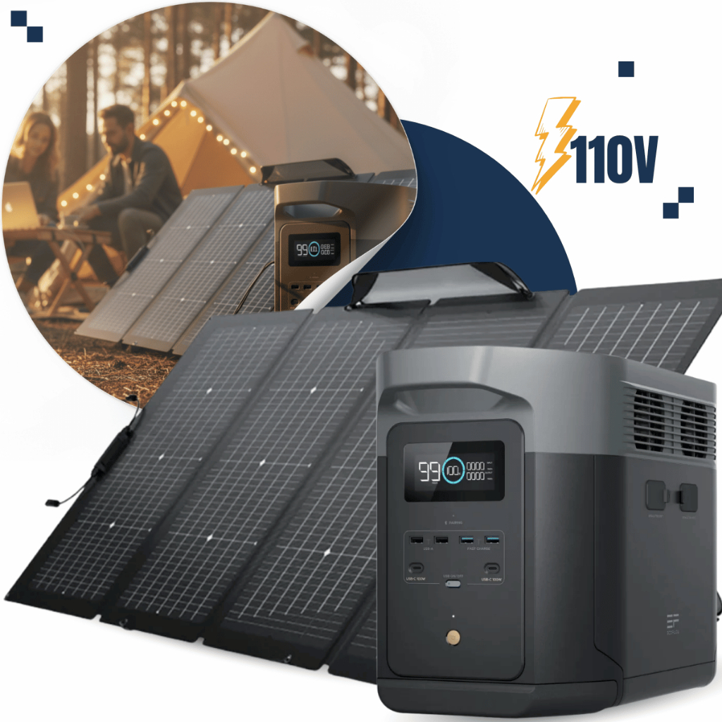 Kit Estação Energia Delta 2 Max 2400w 110v + Painel 220W Dobrável Potátil EcoFlow Gerador Solar