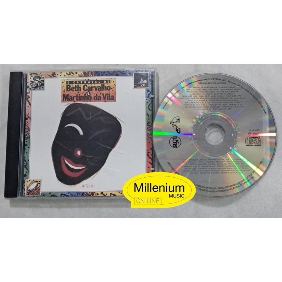 CD O Carnaval De Beth Carvalho e Martinho Da Vila 1993 Original Gravadora Colecionador Ótimo Estado