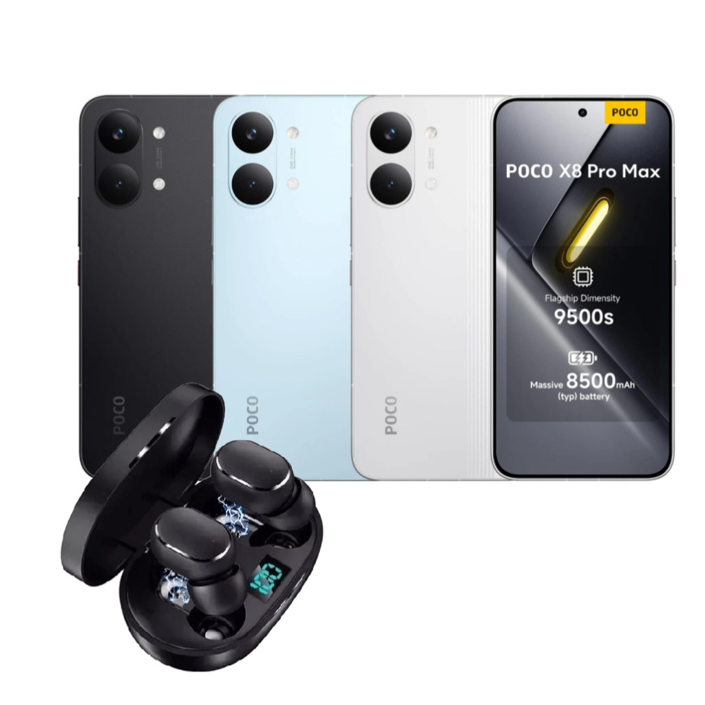 Xiaomi Poco X8 Pro Max 512GB + 12GB RAM 5G, Processador MediaTek Dimensity 9500s, Bateria 8500 mAh, Versão Global
