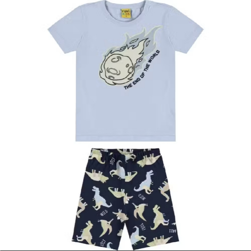 Rovitex Pijama Infantil/ Juvenil Masculino Brilha No Escuro 100% Algodão tamanho 12