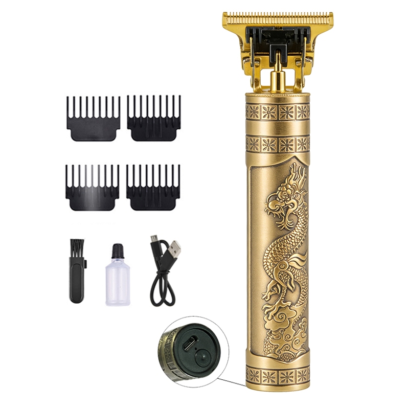 Máquina de Barbear e Cortar Cabelo Profissional Elétrica Recarregável USB LED Alta Qualidade