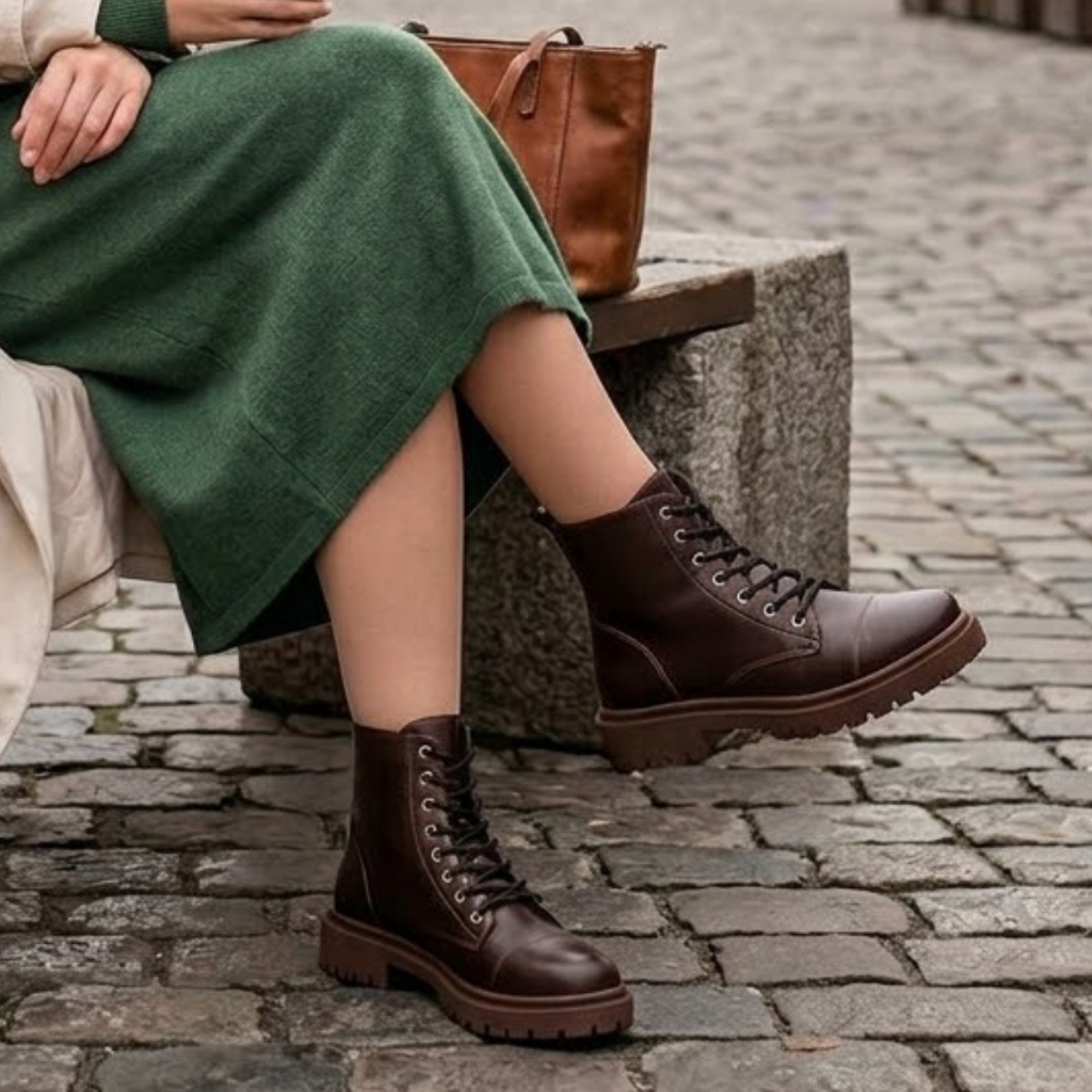Coturno Militar Feminino Tratorado Plataforma Bota Cano Curto Confortável Macia 5001