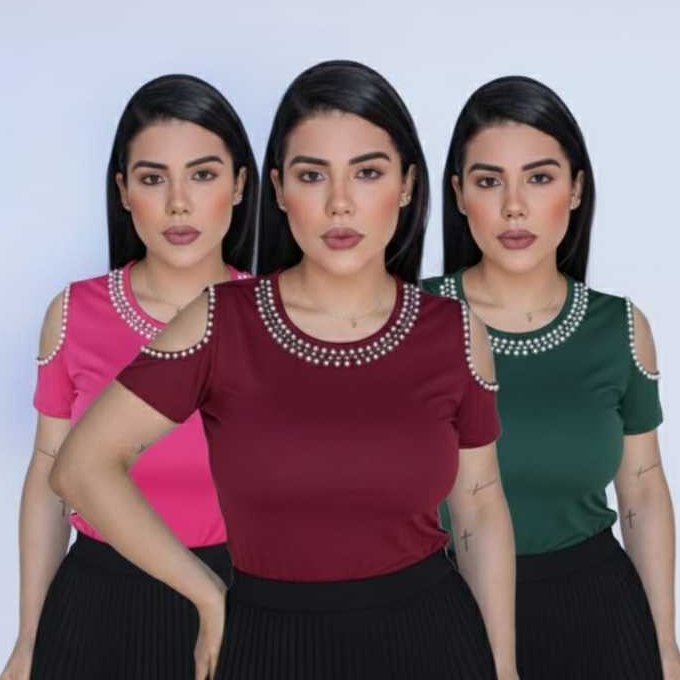 Blusa Bordada Manguinha  Moda Evangélica Fashion Tecido Macio Regata Bordada