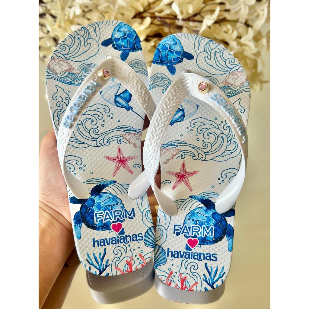 Promoção Chinela Feminino Estampado Tira Grossa Para Um Toque farm Alegria Envio Rápido 01