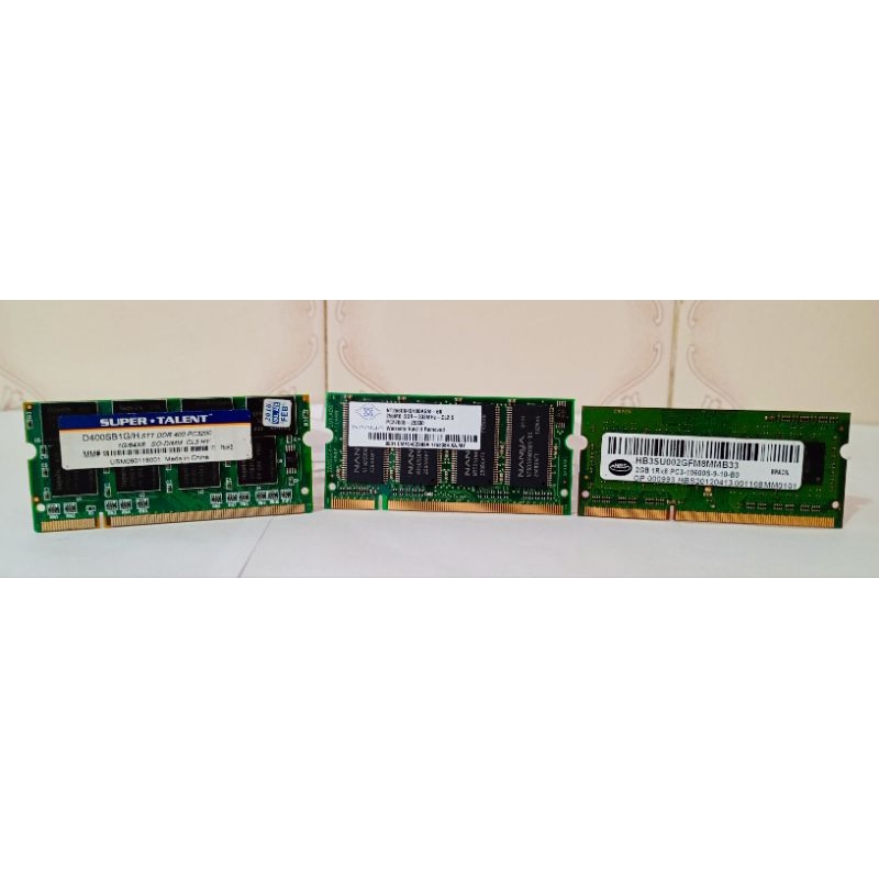 Kit 02 Placas De Memória Ddr 2gb/256mb P/ Notebook - Usadas