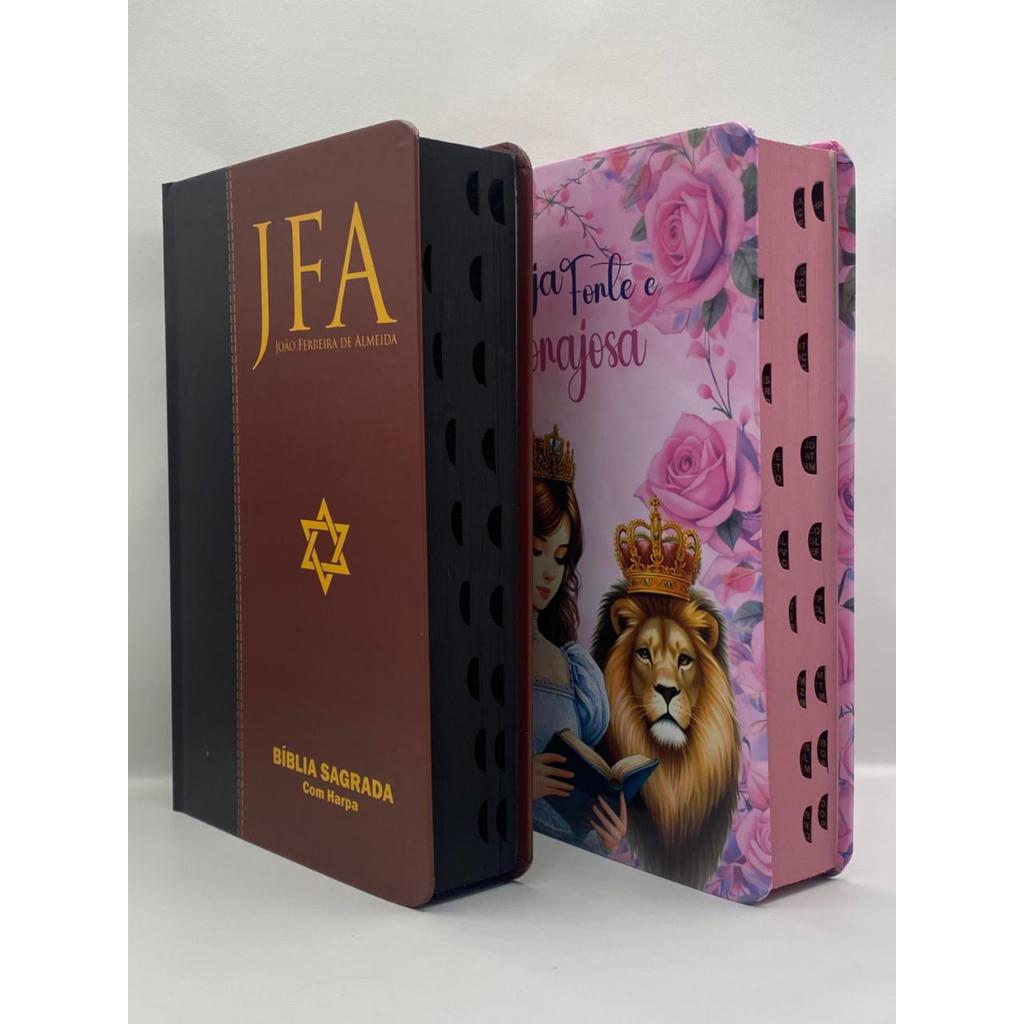 Kit 2 Bíblias Sagrada Tamanho Grande Capa Dura Com Harpa Palavras de Jesus em Vermelho (Kit 77)