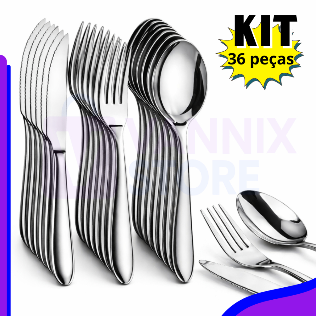 Jogo de faca garfo colher de mesa, kit com 48  - usado em restaurantes e cozinhas
