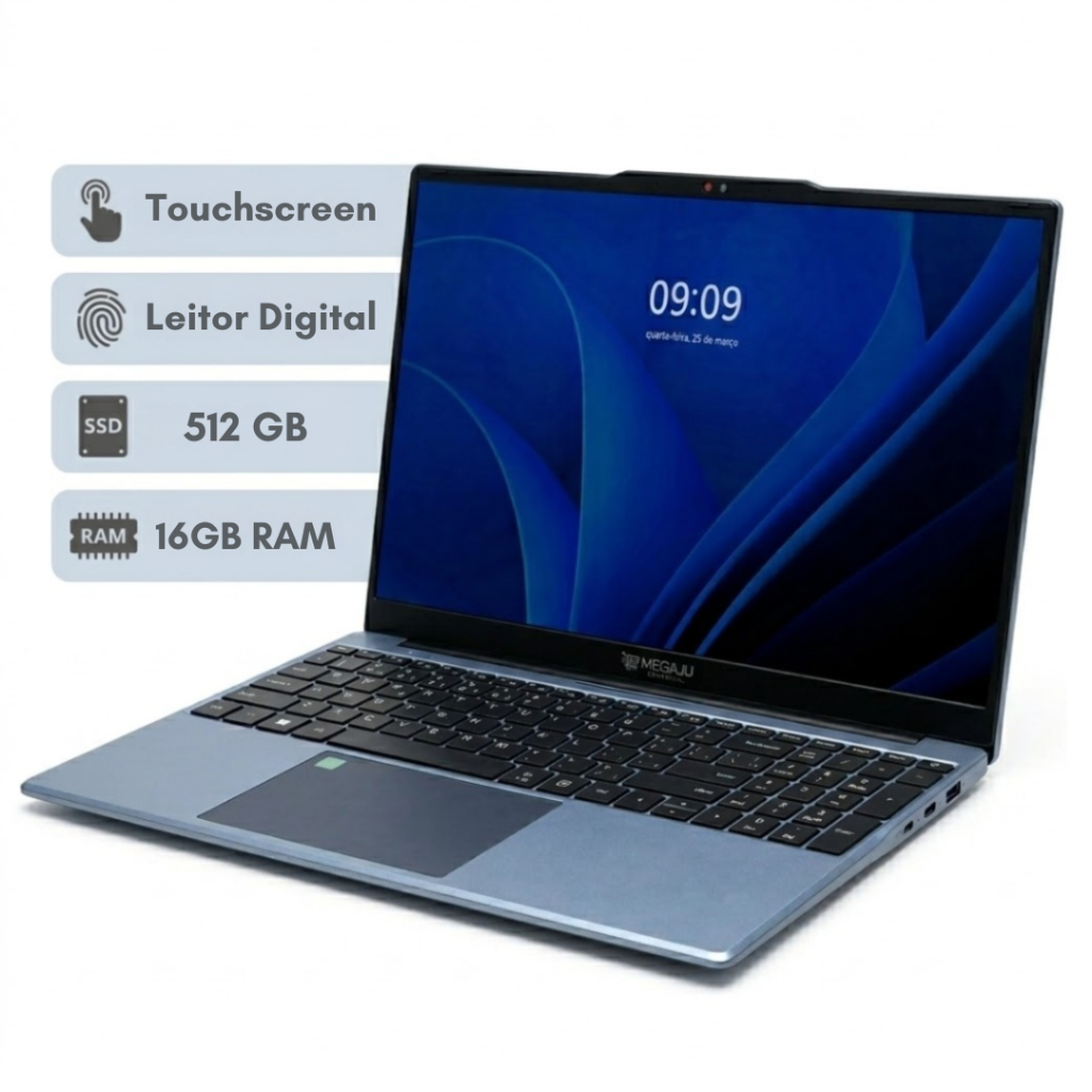 Notebook Touchscreen 15.6" 16gb Ram 512gb SSD Intel N5095 Windows Rápido com Leitor Digital — R$ 3.259,69 em Shopee, 20% OFF