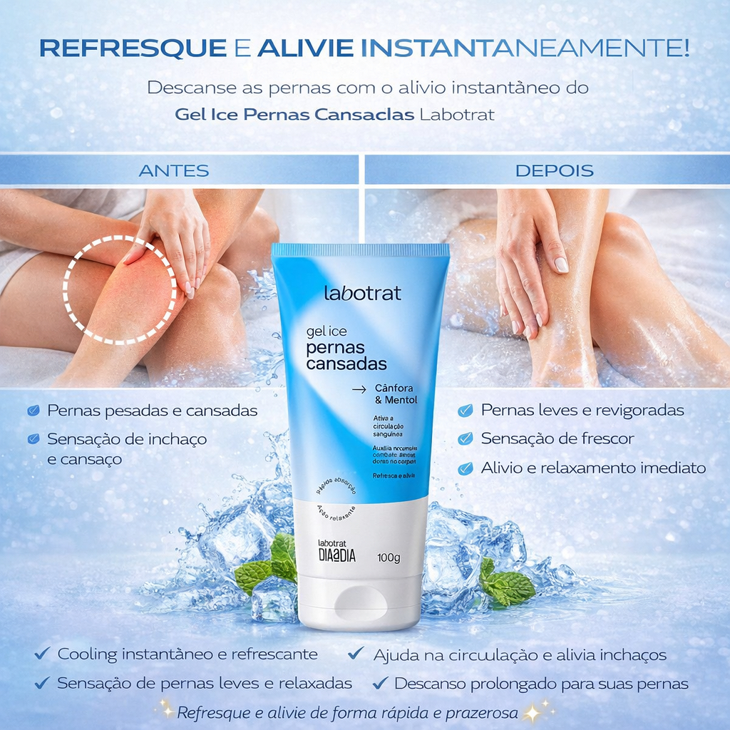 Gel Ice Pernas Cansadas 100g Labotrat Cãnfora e Mentol