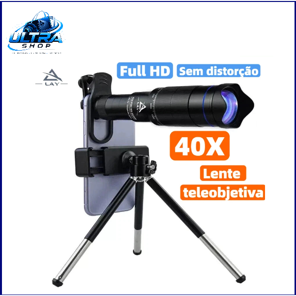 Telescópio Monocular 4k HD 40xFMC 35mm Super Telefoto Zoom Telescópio para celular para tirar fotos e vídeos LAY-40X
