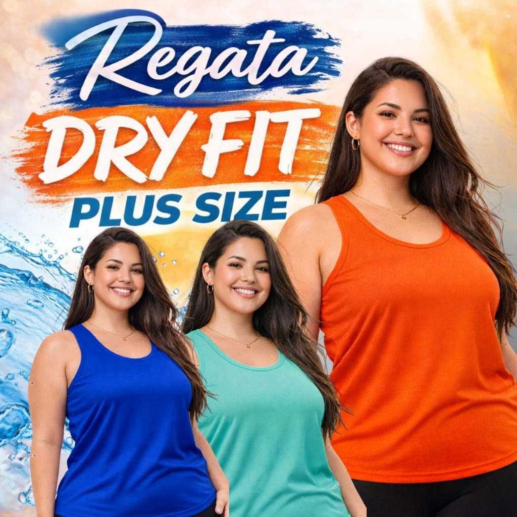 Kit 3 Regatas Plus Size Feminina Academia Fitness Dry Fit Leve e Confortável