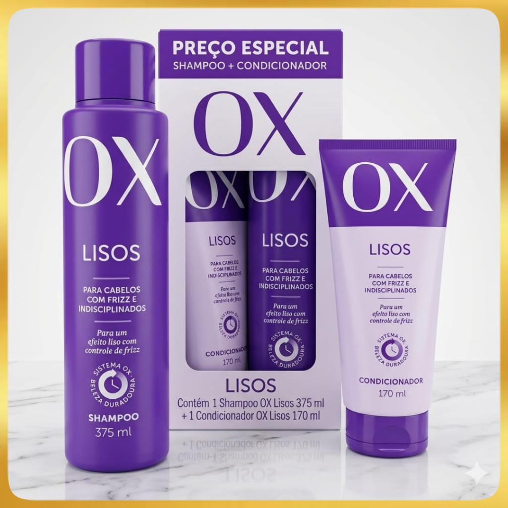 Kit Shampoo 375ml + Condicionador 170ml Ox Lisos